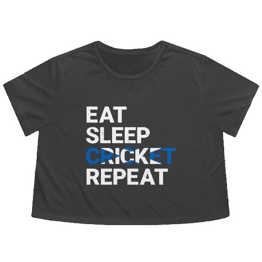 Eat Sleep Cricket Repeat Scotland Flag Sports Gift Flowy Cropped Tees