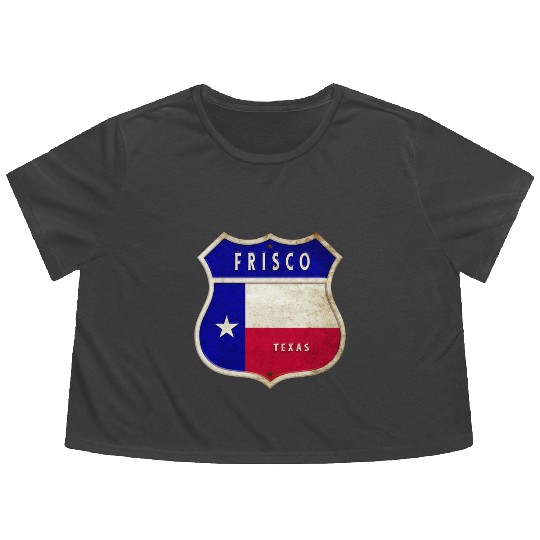 Frisco Texas crest flag design Flowy Cropped Tees