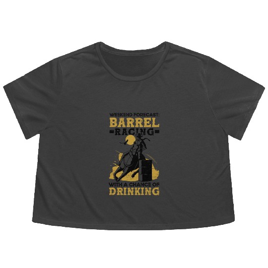 Barrel Racing Drink Beer Rodeo Equestrian Horse Flowy Cropped Tees