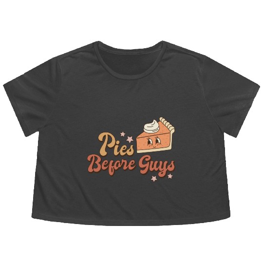 Thanksgiving Pies before guys retro vintage Flowy Cropped Tees