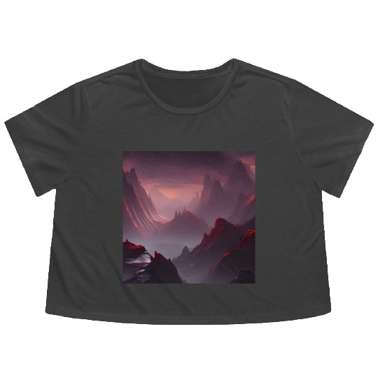 Lonely Red Mountains on an Alien Planet Abstract Flowy Cropped Tees