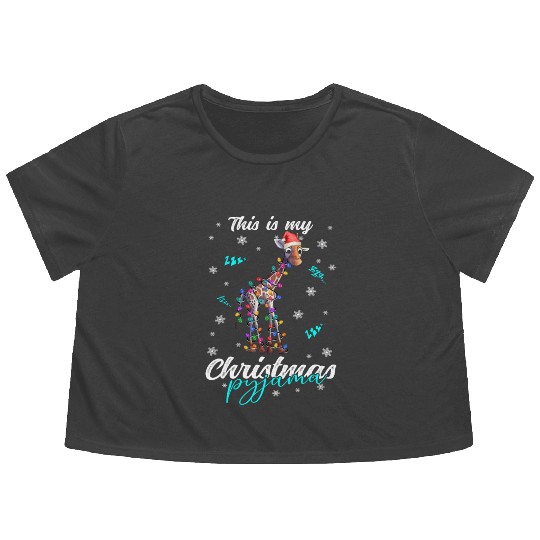 Winter Christmas Pyjama Giraffe Flowy Cropped Tees