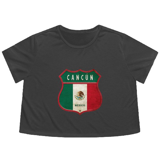 Cancun Mexico coat of arms design Flowy Cropped Tees