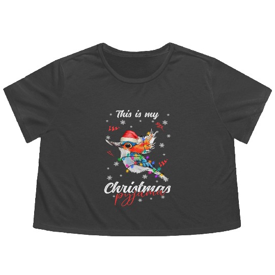 Winter Christmas Pyjama Hummingbird Flowy Cropped Tees