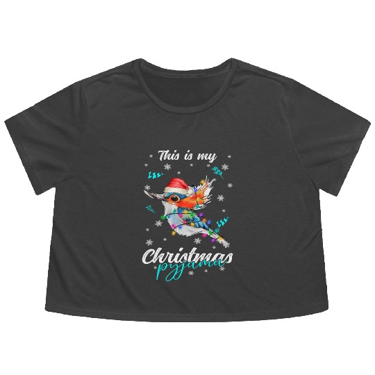 Winter Christmas Pyjama Hummingbird Flowy Cropped Tees