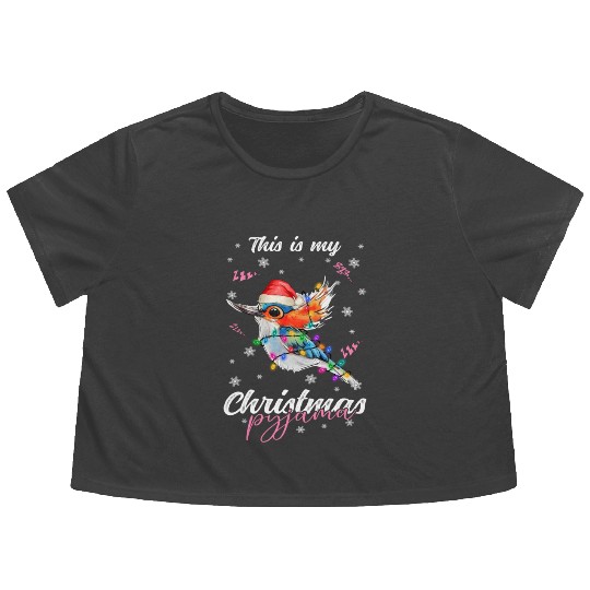 Winter Christmas Pyjama Hummingbird Flowy Cropped Tees