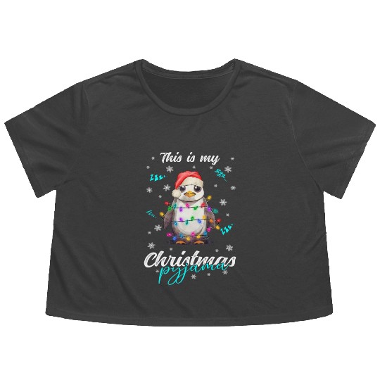 Winter Christmas Pyjama Penguin Flowy Cropped Tees