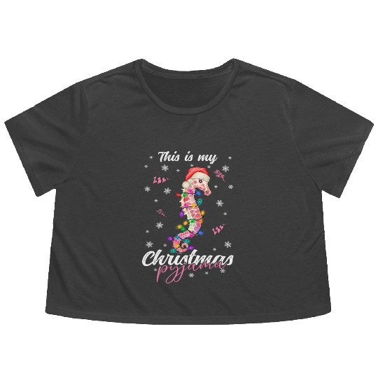 Winter Christmas Pyjama Seahorse Flowy Cropped Tees