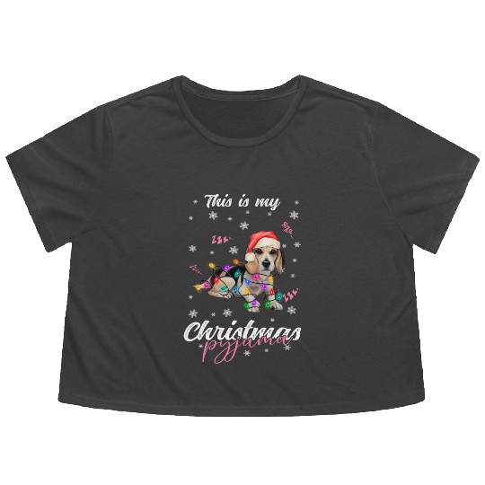 Winter Christmas Pyjama Beagle Flowy Cropped Tees