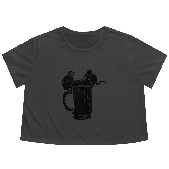 Orangutan Monkeys with Beer - Funny Monkey Flowy Cropped Tees