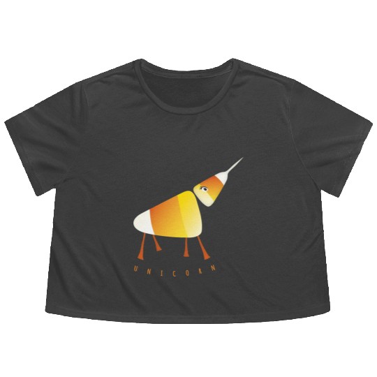 UNICORN Funny Candy Corn Halloween Flowy Cropped Tees