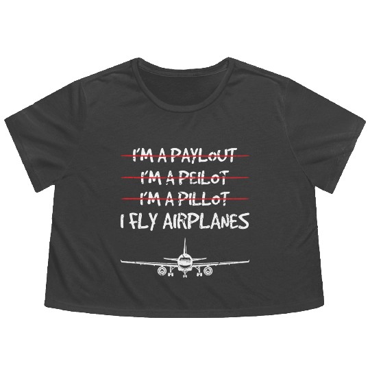 Funny Commercial Airplane Pilots Flowy Cropped Tees
