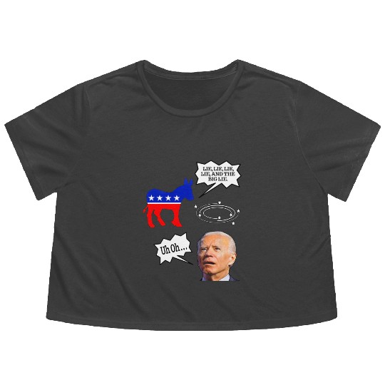 Biden Donkey pox lie lie lie lie and the big lie Flowy Cropped Tees