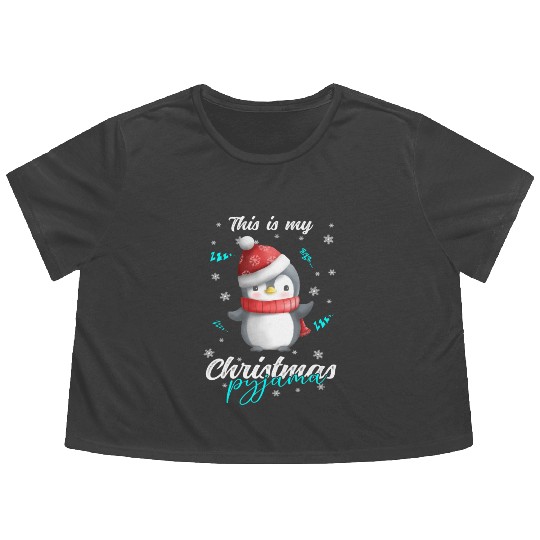 Winter Christmas Pyjama Penguin Flowy Cropped Tees