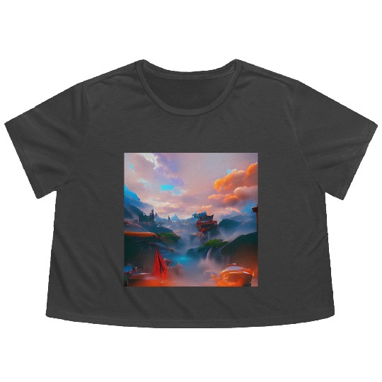 A Timeless World in a Distant Solar System Bright Flowy Cropped Tees