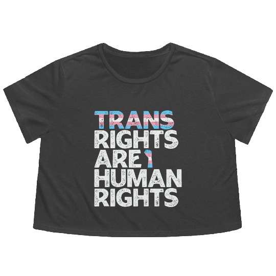 LBGT Flag Gay Pride Trans rights are human rights Flowy Cropped Tees