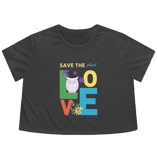 Save the planet eco friendly design Flowy Cropped Tees