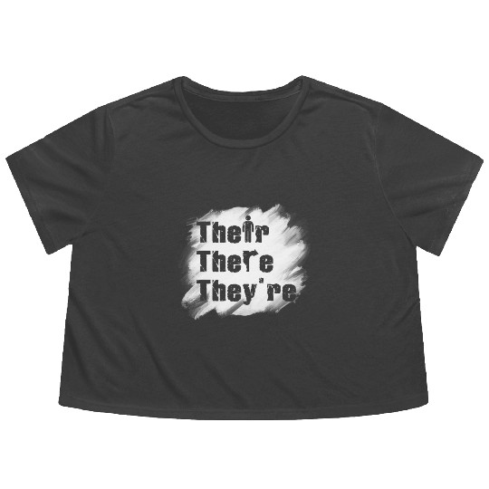 Their There They're English Teacher Grammar Flowy Cropped Tees