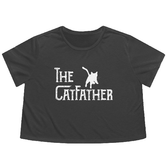 The CatFather Funny Cat Dad Flowy Cropped Tees