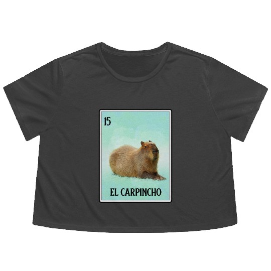 El Carpincho Mexican Capybara Cards Funny Rodent Flowy Cropped Tees