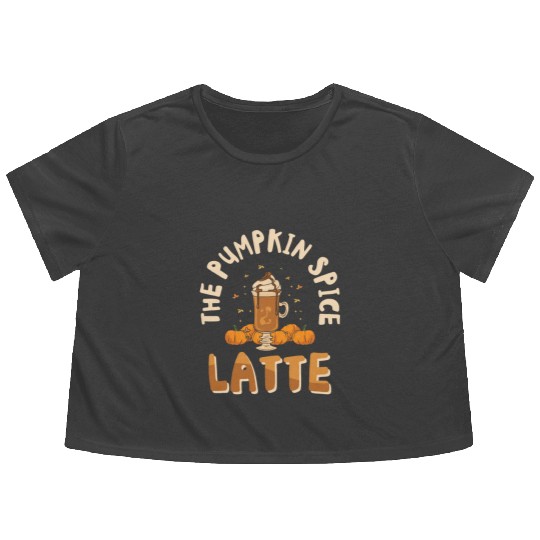 Pumpkin Spice Latte Halloween Coffee Lover Tarot Flowy Cropped Tees
