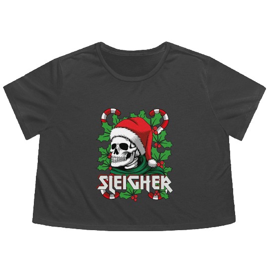 Sleigher Heavy Metal Santa Flowy Cropped Tees