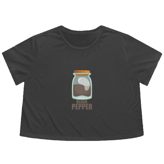 Black Pepper Spice Flavor Food Cooking Flowy Cropped Tees