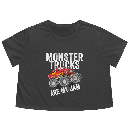 Monster Trucks Are My Jam Vintage Retro Flowy Cropped Tees