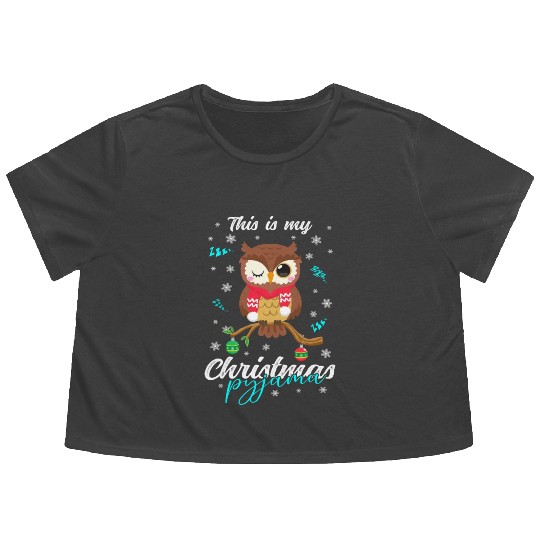 Winter Christmas Pyjama Owl Flowy Cropped Tees