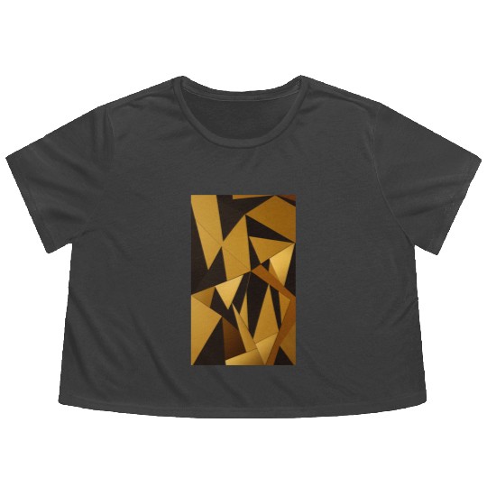 Black and Gold Minimalist Flowy Cropped Tees