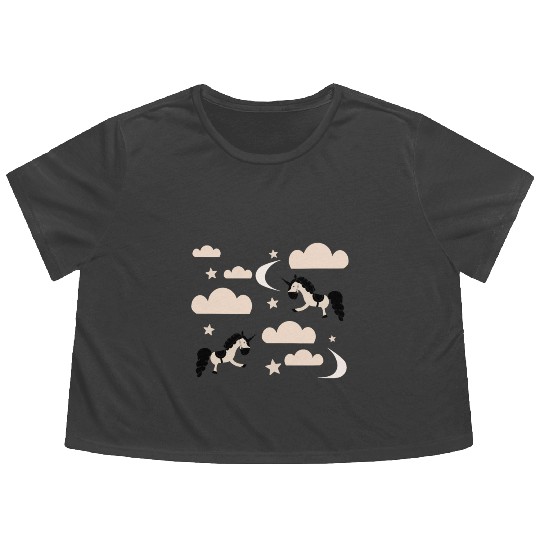 Unicorn rainbow Flowy Cropped Tees