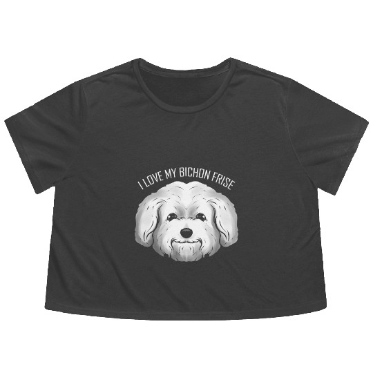 Dog Lover - I Love My Bichon Frise Flowy Cropped Tees