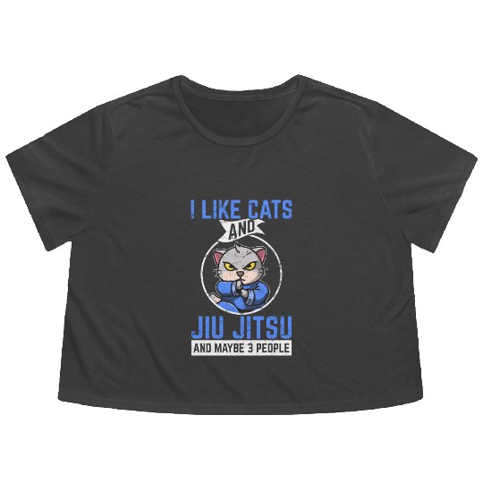 I Like Cats & Jiu Jitsu & Maybe 3 People Brazilian Flowy Cropped Tees