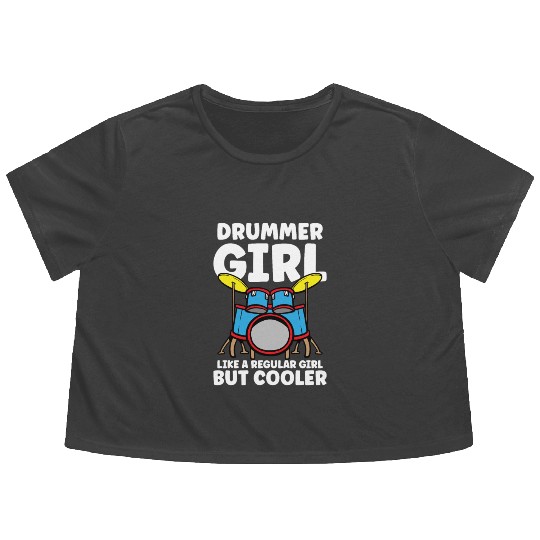 Drummer Drums Music Drum Set Drumming Flowy Cropped Tees