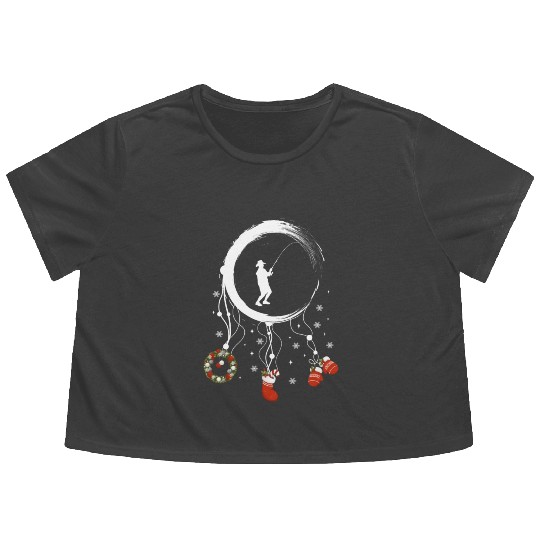 Winter dreamcatcher Christmas Fishing Flowy Cropped Tees