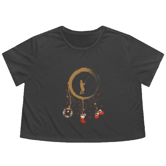 Winter dreamcatcher Christmas Fishing Flowy Cropped Tees