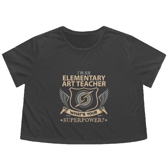 Elementary Art Teacher Flowy Cropped Tees - Superpower Job Gi