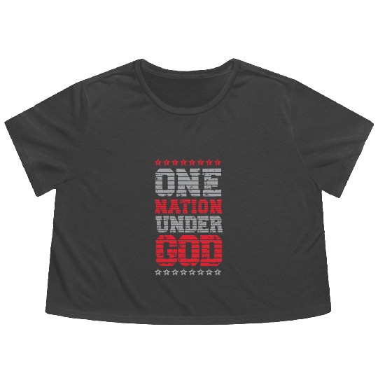 One Nation Under God USA American US America Flowy Cropped Tees