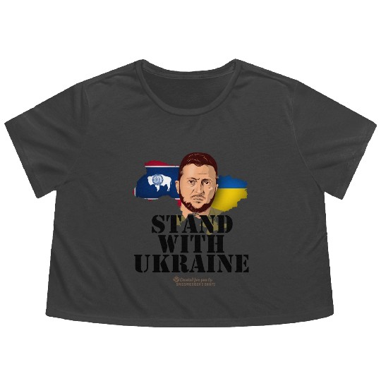 Ukraine Wyoming Flags Zelensky Flowy Cropped Tees