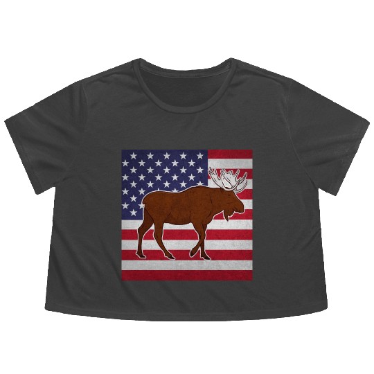Moose Elk Flowy Cropped Tees