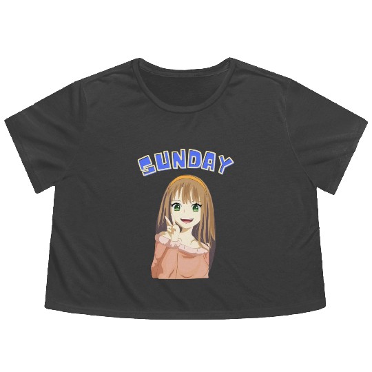 Cute Anime Girl Peace Sunday Days of the Week Flowy Cropped Tees