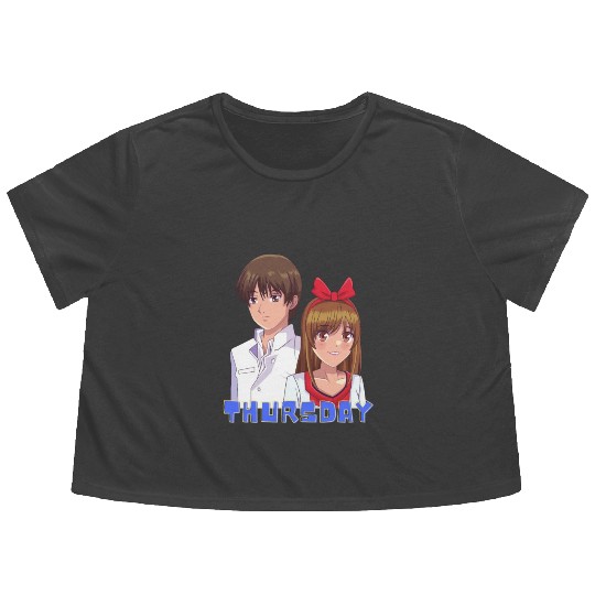 Anime Boy and Girl Day of The Week Thursday Flowy Cropped Tees