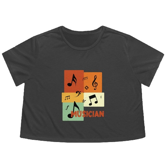 Musician Retro Vintage Distressed Squares Flowy Cropped Tees