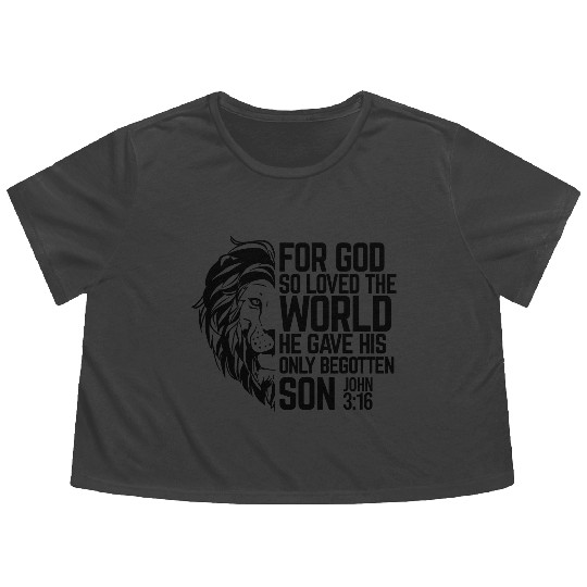 Lion's Embrace - God's Love: John 3:16 Flowy Cropped Tees