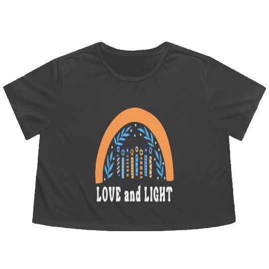 Love And Light Rainbow Hanukkah Jewish Chanukah Flowy Cropped Tees
