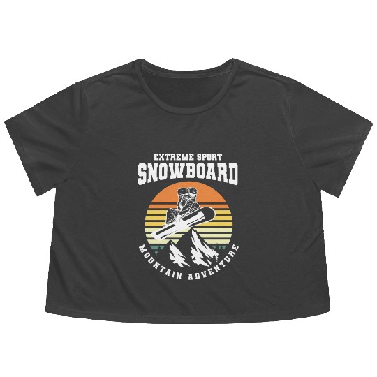 Snowboarding Winter Ski Hut Mountain Flowy Cropped Tees