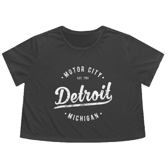 Vintage Detroit Motor City Souvenir Merch Retro Flowy Cropped Tees