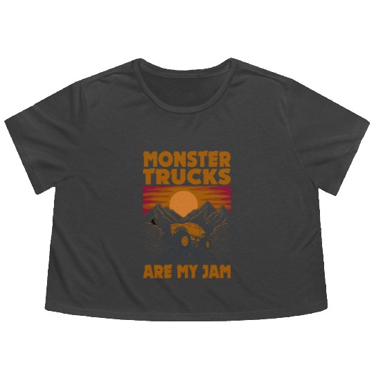 Monster Trucks Are My Jam Vintage Retro Flowy Cropped Tees