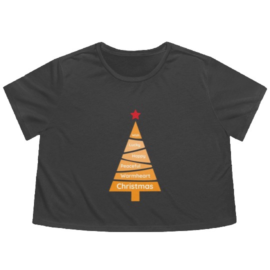 Minimalist Orange Christmas Pine Flowy Cropped Tees