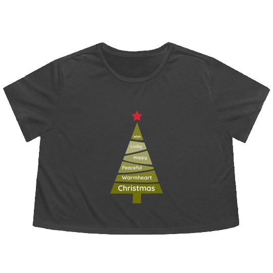 Minimalist Lime Green Christmas Pine Flowy Cropped Tees